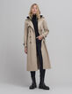 Women's long beige trench coat with removable trim-4