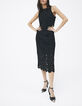 Vestido negro ganchillo forro aberturas laterales mujer-1