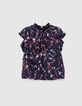 Blusa azul marino mini me estampado floral ni&ntilde;a -1
