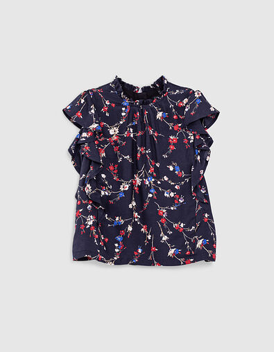 Blusa azul marino mini me estampado floral ni&ntilde;a  - IKKS
