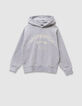 Sudadera capucha gris mensaje flocado terciopelo niño-3