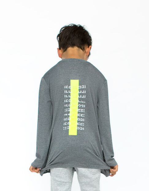 Graues Jungenshirt mit geflockter Tasche