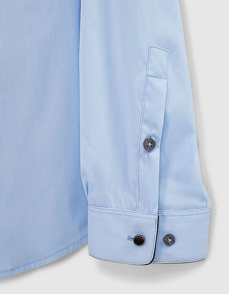 Blaues SLIM-Herrenhemd mit marineblauer Paspel-3
