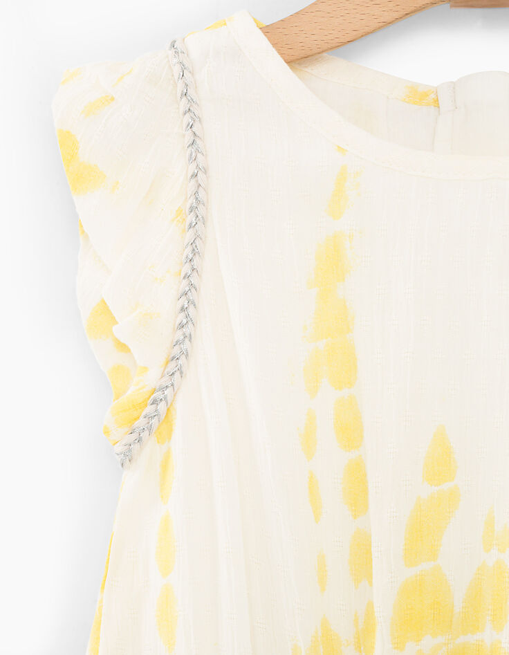Robe jaune moyen tie and dye et tresses fille-2