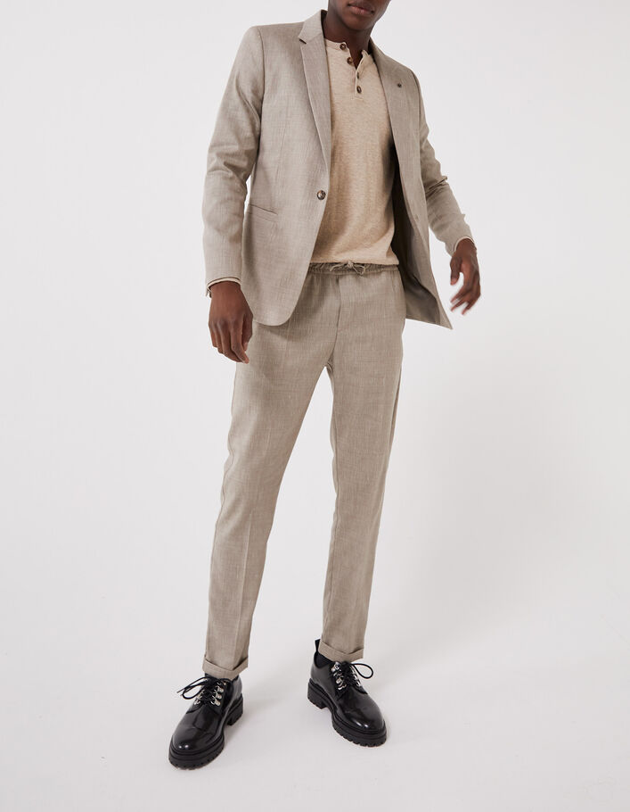 Men’s beige semi-plain suit jacket - IKKS