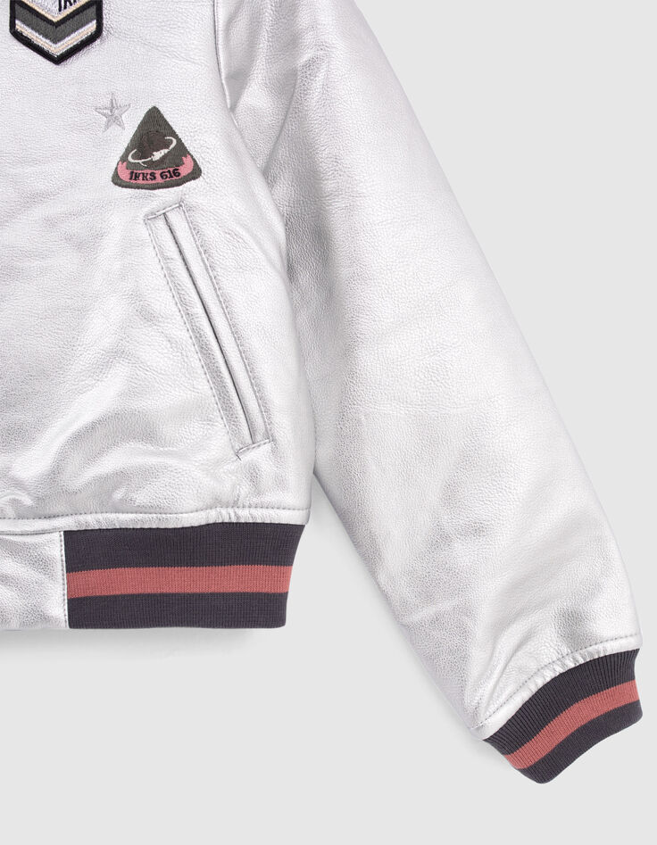 Zilver bomber badges en gestreepte ribboorden meisjes-4
