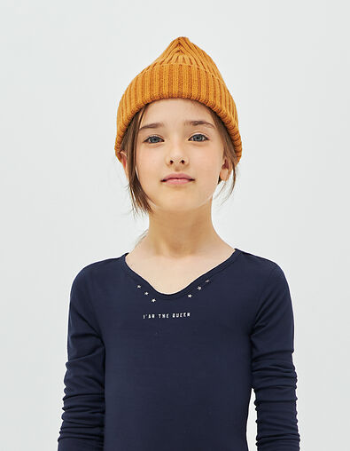 Tee-shirt tunisien navy couronne relief dos fille - IKKS