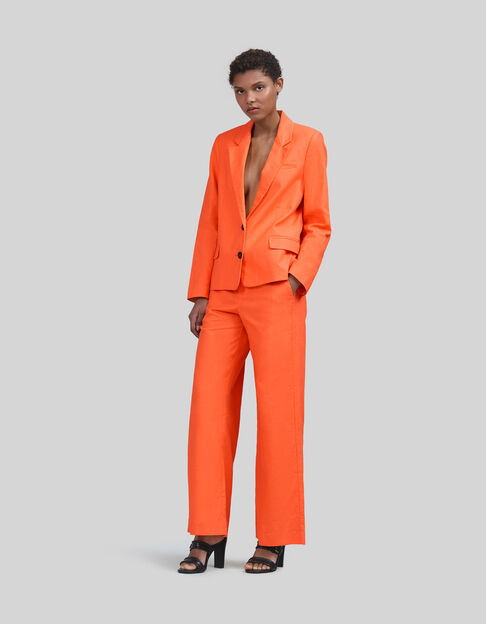 Americana naranja oversize algodón lino mujer - IKKS