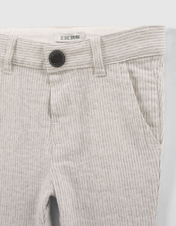 Pantalón beige rayas tirantes bebé niño-7