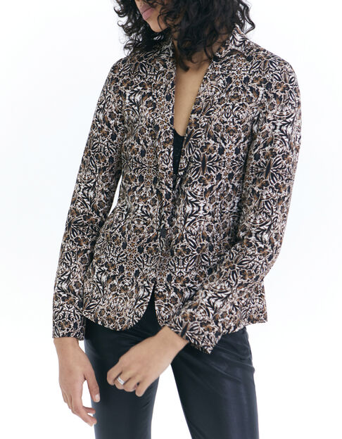 Braune, elegante Damenhose mit Arabeskenprint