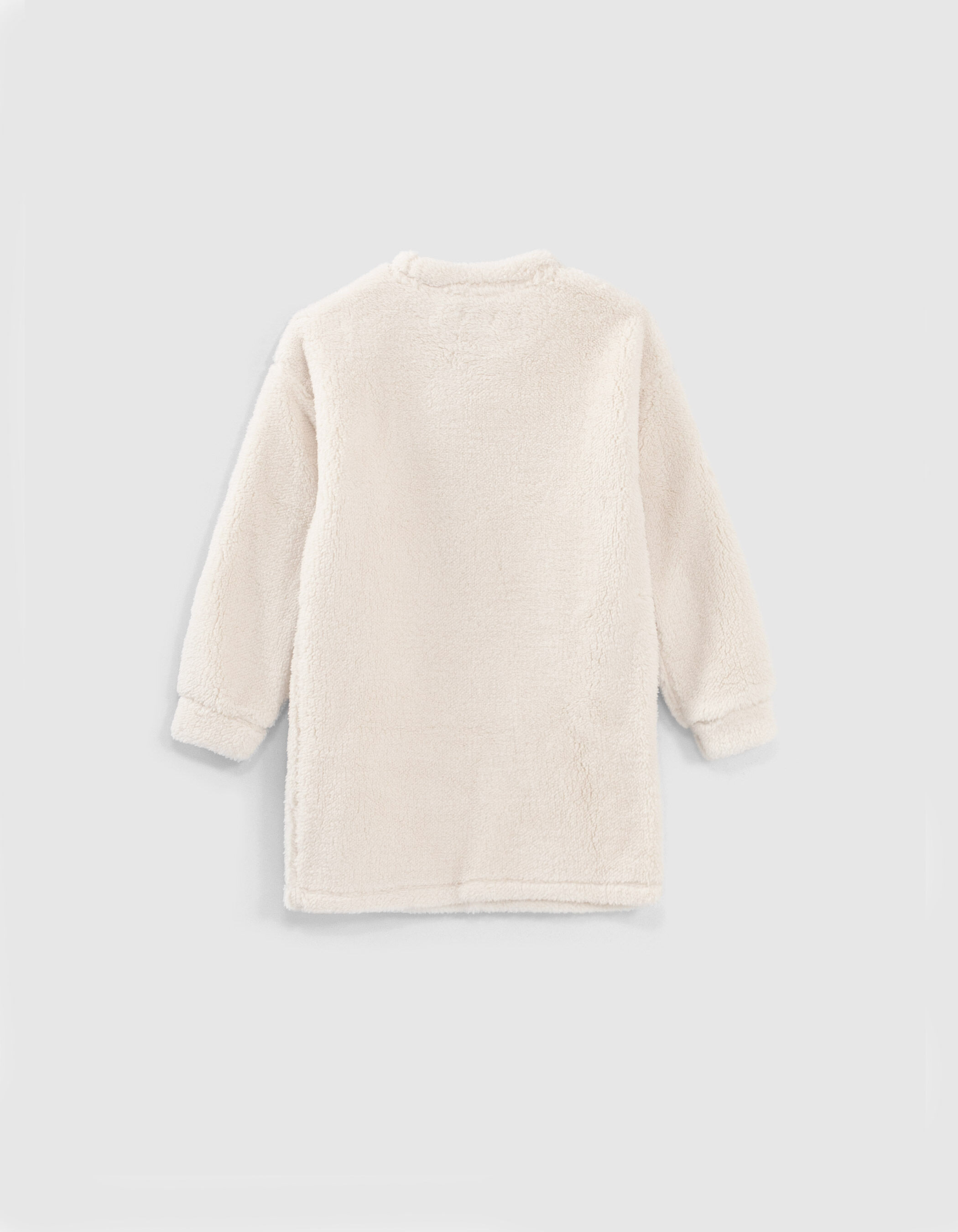 Ecru sweatjurk knuffelstijl letterpatches meisjes