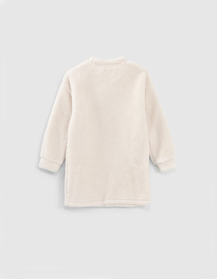 Girls’ ecru plush-style sweatshirt dress with letters - IKKS