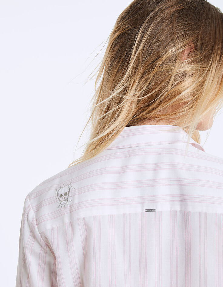 Chemise à rayures roses en viscose tencel femme-5