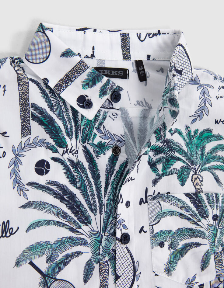Camisa blanca palmeras y deportivas niño-5