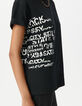 Black crew neck T-shirt with slogan image-4