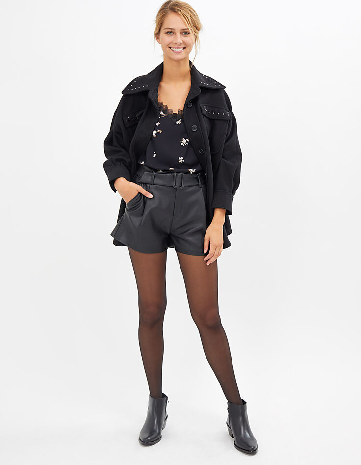 Top lingerie noir imprimé bouquet I.Code-6