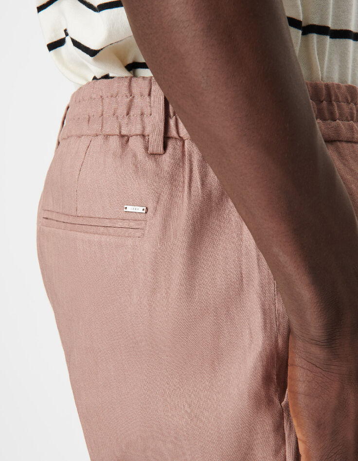 Pantalon de costume rose lin m&eacute;lang&eacute; Homme-4