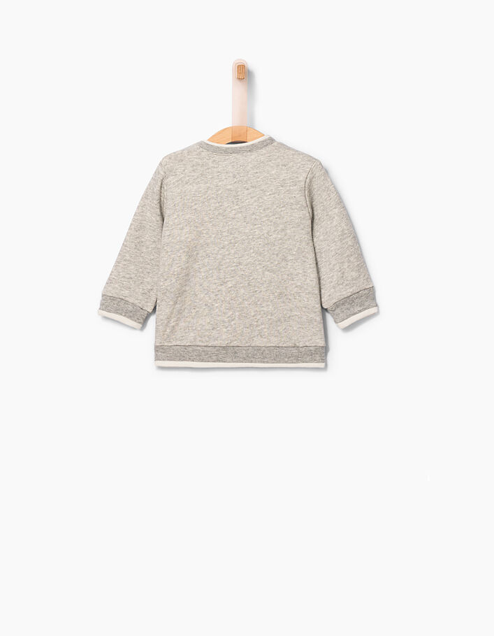 Grauer Baby-Sweater mit Stickerei California -3