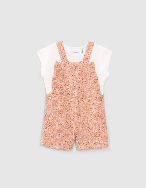 Set bedrukte tuinbroek en ecru T-shirt babymeisjes - IKKS
