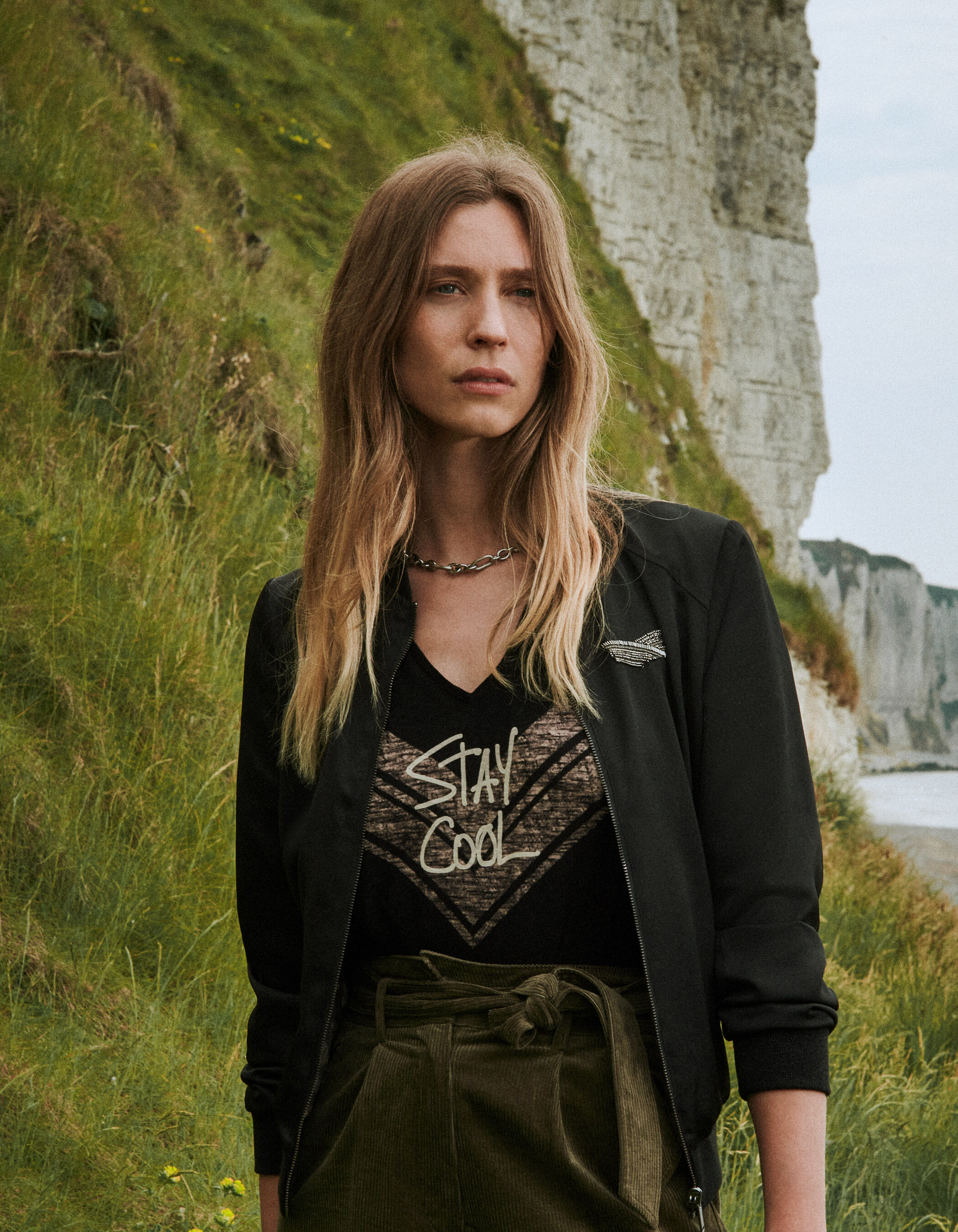 bomber noir satin femme