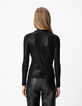 Women’s black lamé wrapover T-shirt-3 Women’s black lamé wrapover T-shirt-3