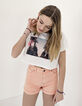 Short mom en jean corail fille -5