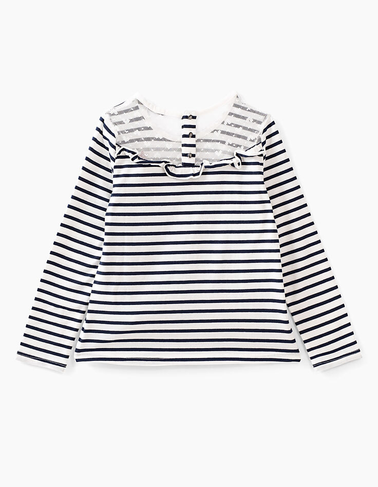 Camiseta blanco roto rayas navy IKKS PARIS niña-5