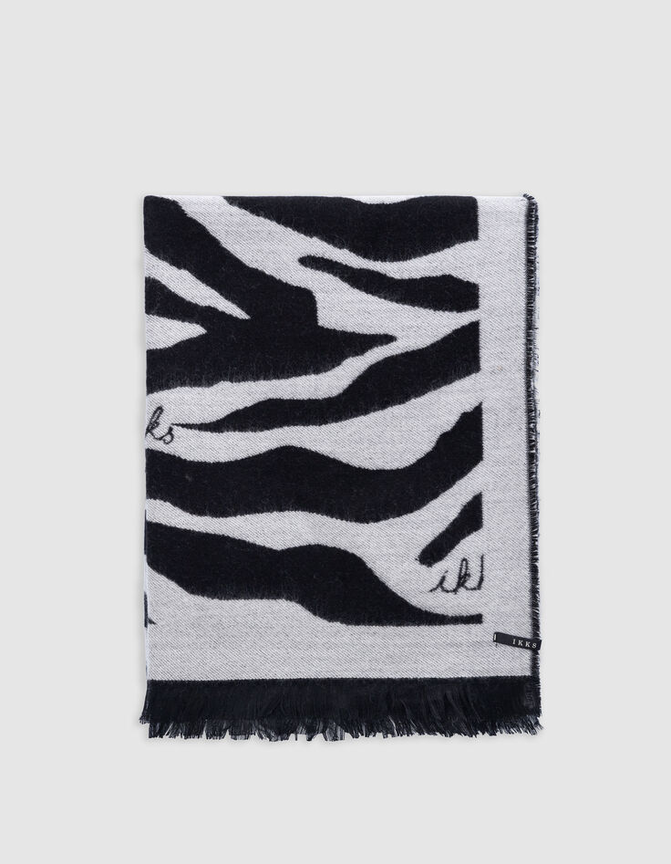 Zweifarbige schwarze Jacquard-Zebra-Stola für Damen-2