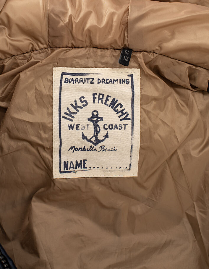 Boys’ navy recycled jacket with double hood - IKKS