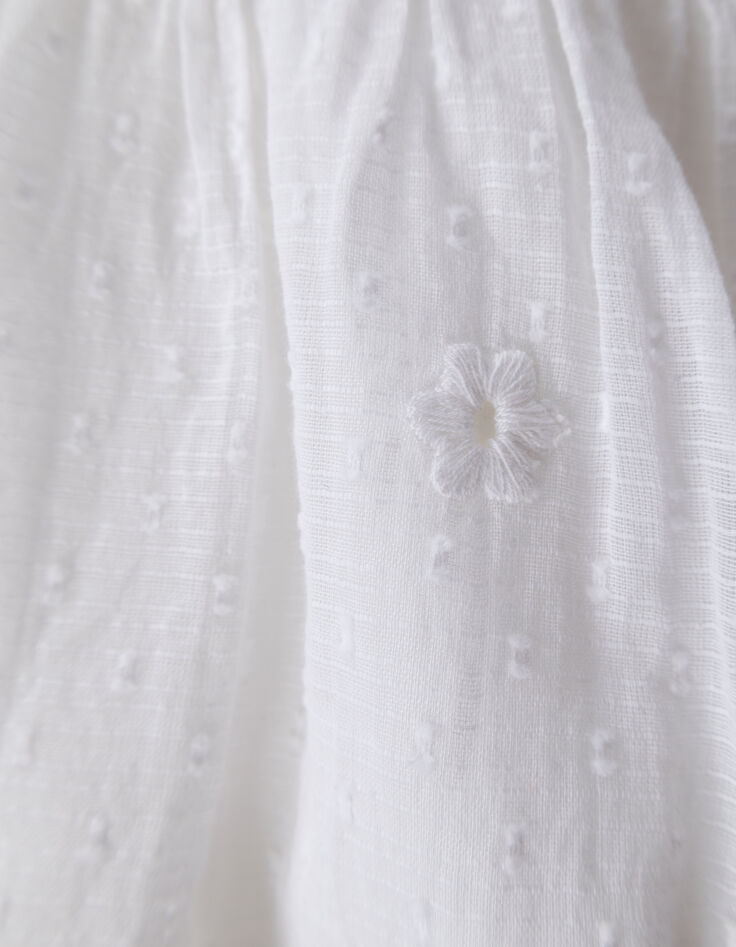 Jupe blanche jacquard plumetis et fleurs brodées fille-8