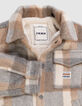 Boys’ beige check woolcloth fur-lined jacket-6