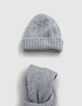 Set muts en sjaal grijze metallic tricot dames-4
