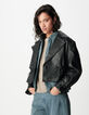 Chaqueta de piel negra oversize Talla Mujer-2