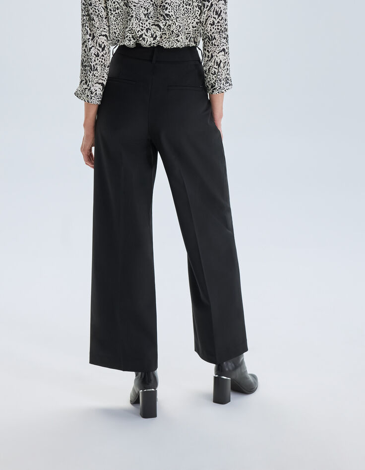 Pantalón ancho negro tiro alto mujer-3