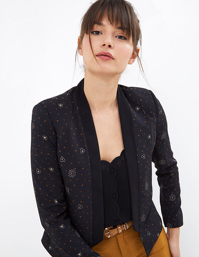 I.Code black star and heart print suit jacket - I.CODE