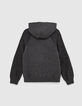Gem&ecirc;leerd antracietgrijs vest tricot mouwen jongens-4