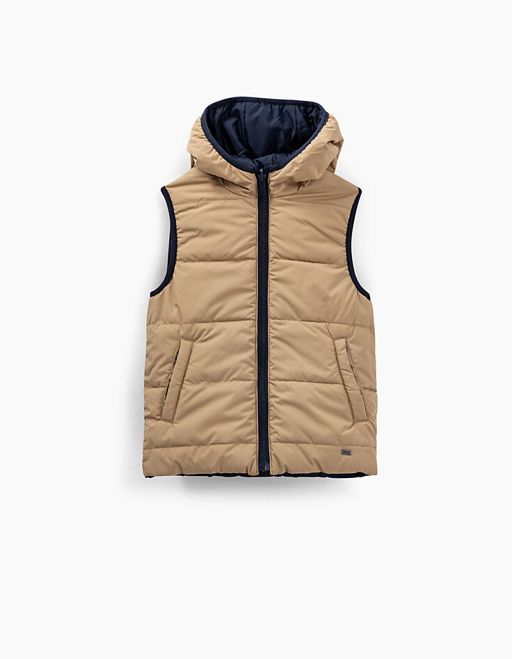 Doudoune réversible navy et beige sans manches garçon -4