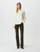 Weißer Damen-Pullover mit Lochmuster-1