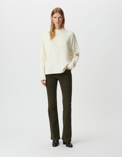 Weißer Damen-Pullover mit Lochmuster - IKKS