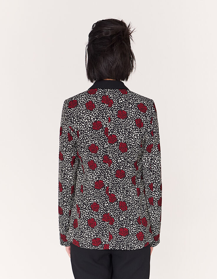 Veste crêpe recylé motif roses sur fond léopard femme-3