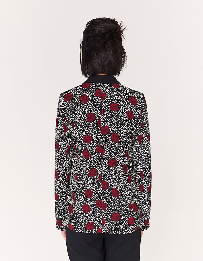 Veste crêpe recylé motif roses sur fond léopard femme - IKKS