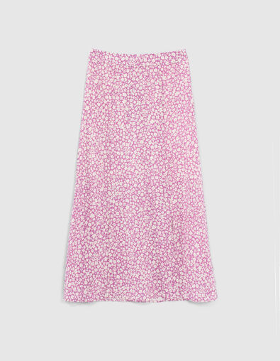 Girls’ violet LENZING™ ECOVERO™ long skirt with daisy print - IKKS