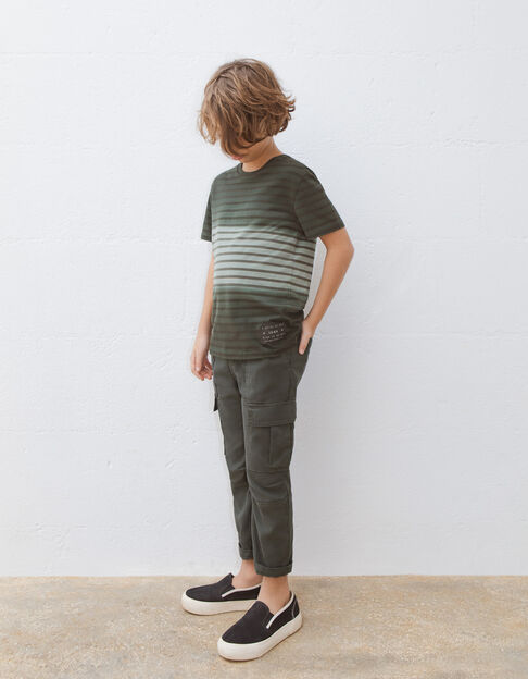 Boys’ khaki CARGO trousers with elasticated waist - IKKS