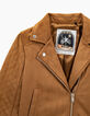Camelbraune Mädchenbikerjacke aus Veloursleder-3