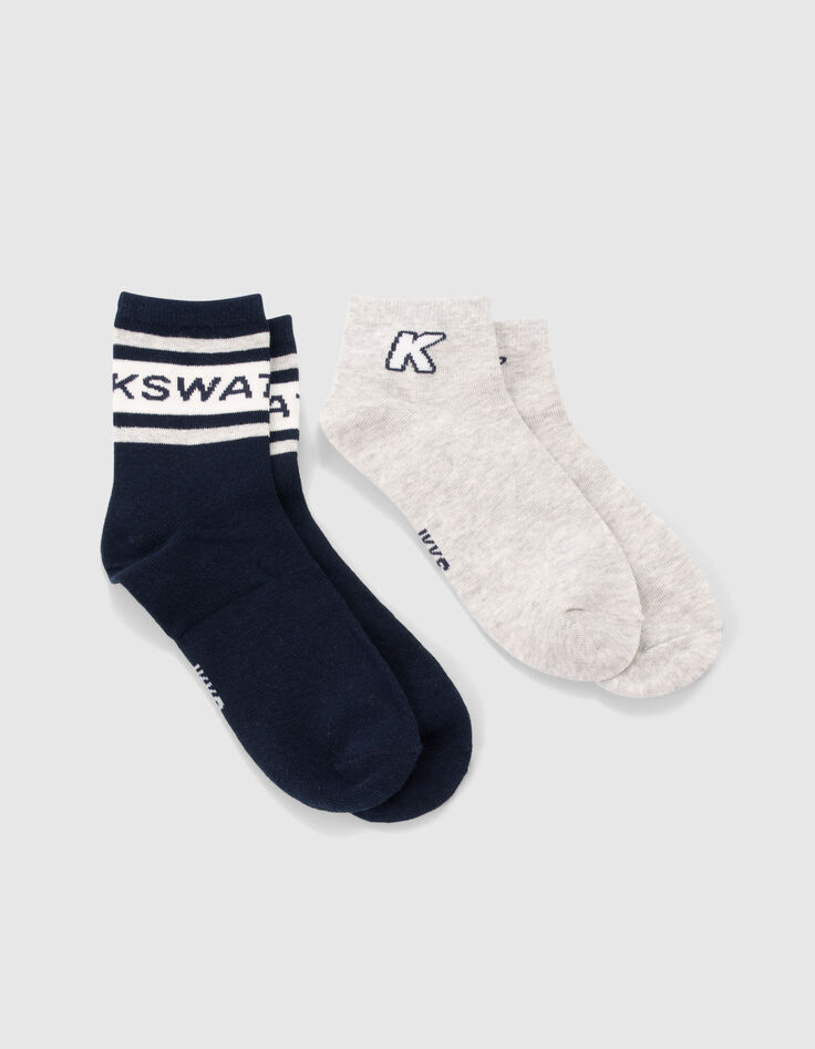 Socken in Grau und Marineblau gerippt-3