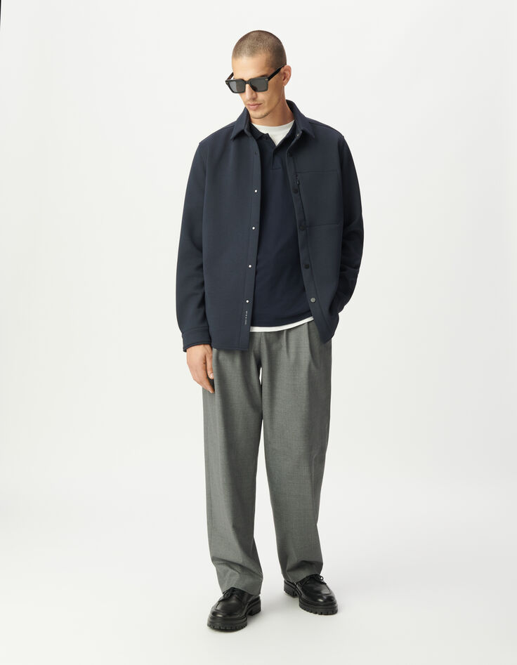 Men’s navy EASY CARE overshirt with zipped pocket-1 Men’s navy EASY CARE overshirt with zipped pocket-1