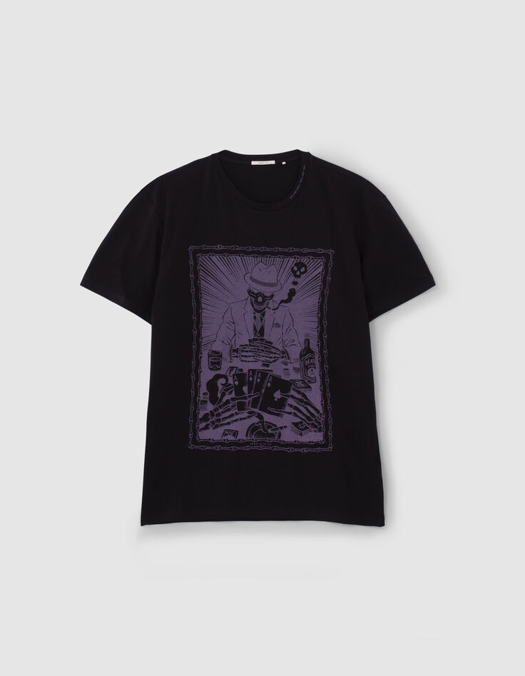 Zwart T-shirt opdruk kaartspel Heren-3