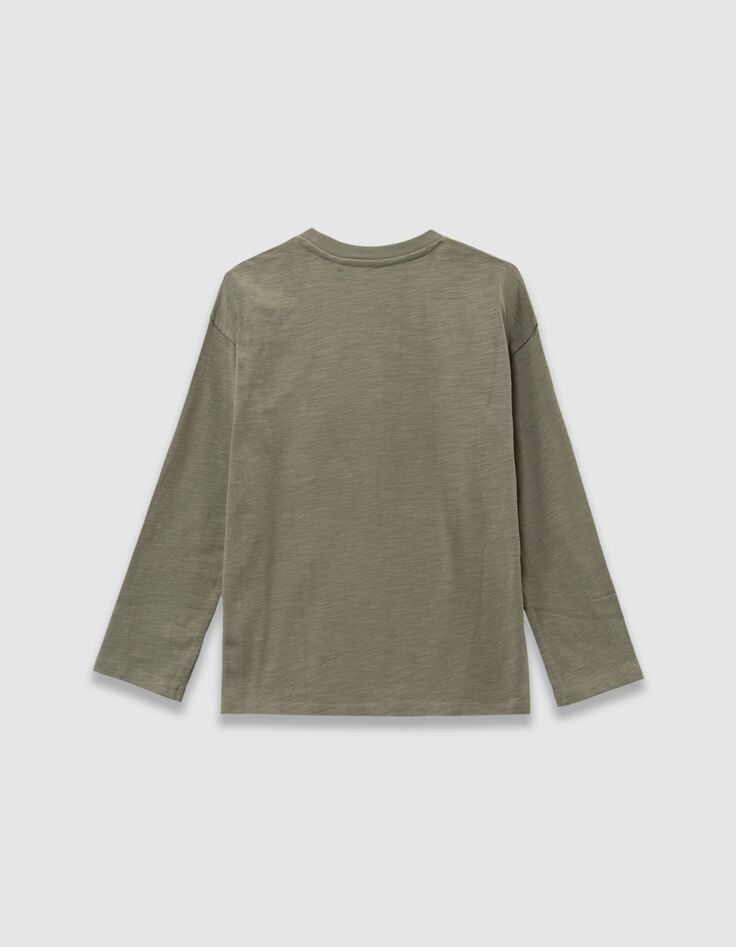 Khaki Jungen-T-Shirt Biobaumwolle Schriftzug Badge-4 Khaki Jungen-T-Shirt Biobaumwolle Schriftzug Badge-4