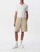 Men&rsquo;s beige terry cloth Bermuda shorts-1
