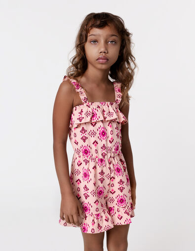 Roze korte jumpsuit maxi etnische print meisjes - IKKS